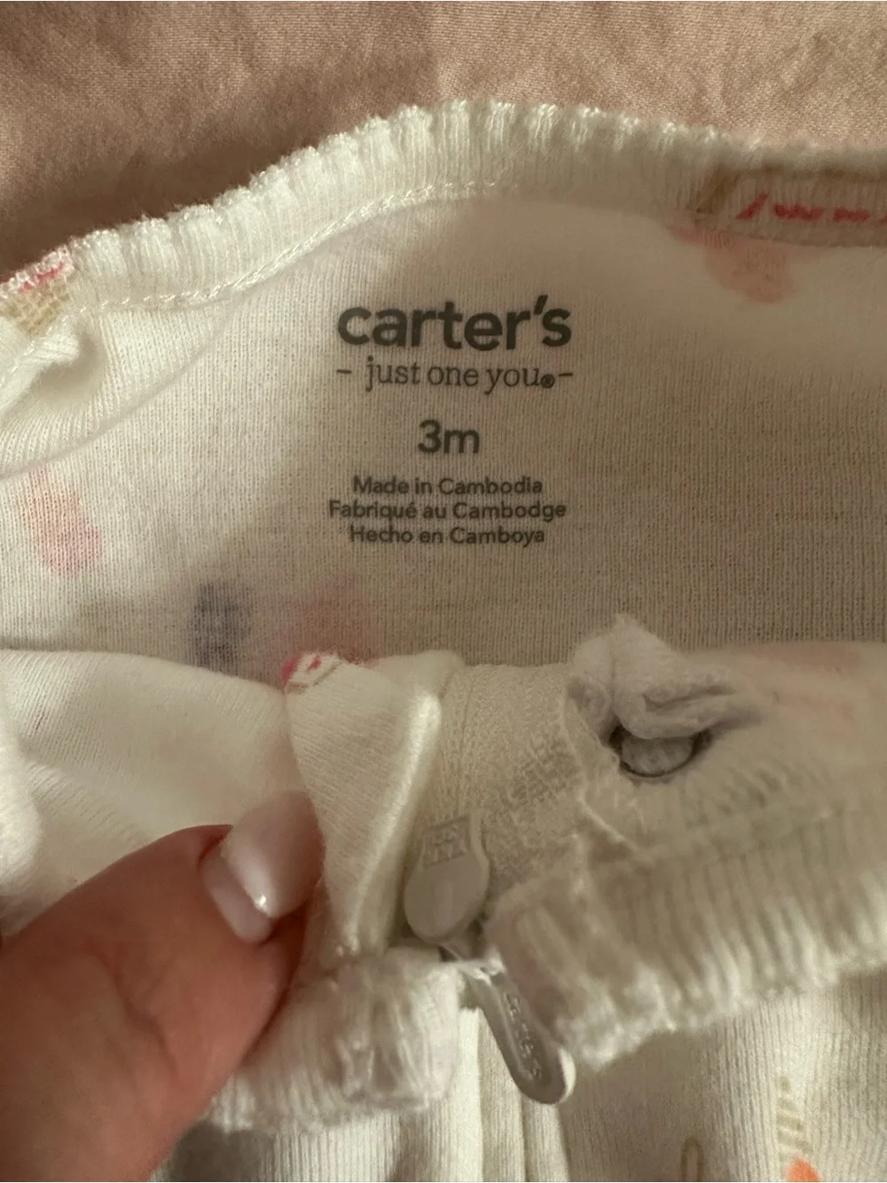 Carter's White Footed One-Piece ice cream and Pink onesie 2 pc set 3 Mo